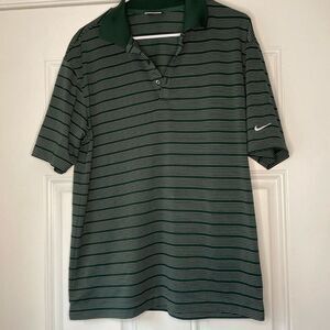 Nike Golf Green and White Striped Polo Size Medium